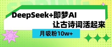 用DeepSeek做AI 古诗词视频，涨粉 10W+(保姆级教程)-财兔窝项目网