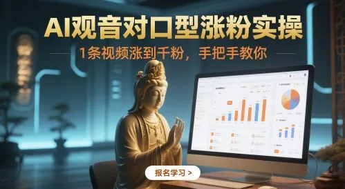 AI观音对口型涨粉实操，1条视频涨到千粉，手把手教你-财兔窝项目网
