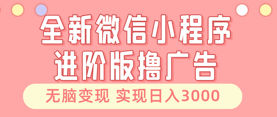 全新微信小程序进阶版撸广告 无脑变现睡后也有收入 日入3000＋-财兔窝项目网