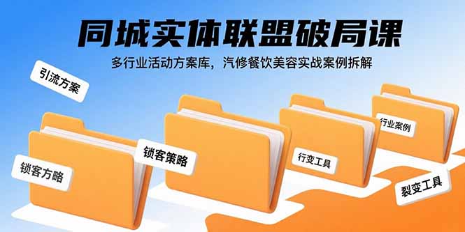 同城实体联盟破局课，多行业活动方案库，汽修餐饮美容实战案例拆解-财兔窝项目网