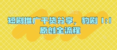 短剧推广干货分享，豹剧 1:1原创全流程-财兔窝项目网