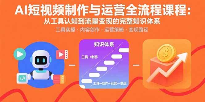 AI短视频制作与运营全流程课程：从工具认知到流量变现的完整知识体系-财兔窝项目网