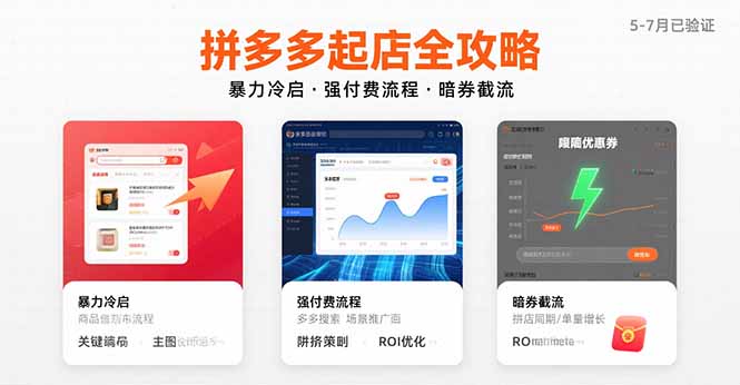 拼多多起店全攻略，暴力冷启，强付费流程，暗券截流，5-7月已验证的方法-财兔窝项目网