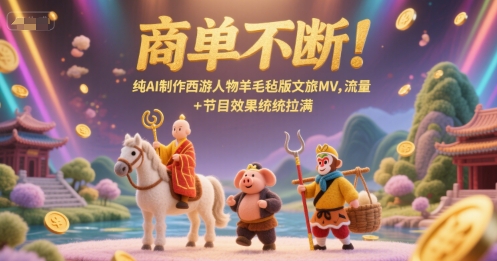 商单不断！纯AI制作西游人物羊毛毡版文旅MV，流量+节目效果统统拉满-财兔窝项目网