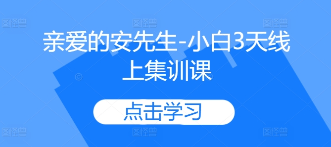 亲爱的安先生-小白3天线上集训课-财兔窝项目网