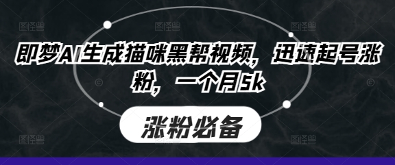 即梦AI生成猫咪黑帮视频，迅速起号涨粉，一个月5k-财兔窝项目网