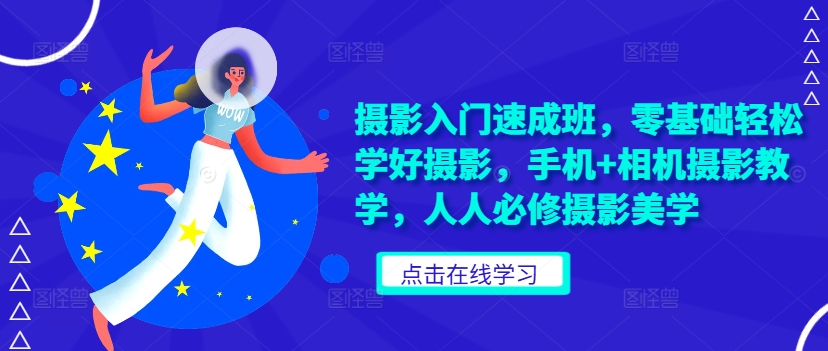 摄影入门速成班，零基础轻松学好摄影，手机+相机摄影教学，人人必修摄影美学-财兔窝项目网