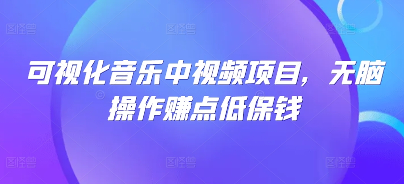 可视化音乐中视频项目，无脑操作赚点低保钱-财兔窝项目网