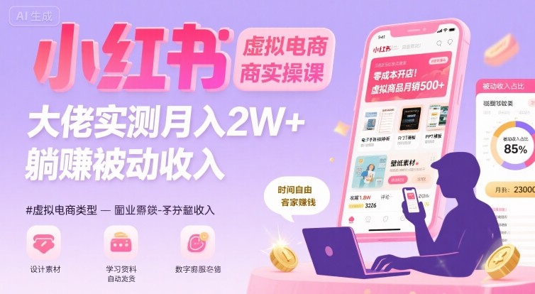 小红书虚拟电商，大佬实测月入2W+，实现被动收入-财兔窝项目网