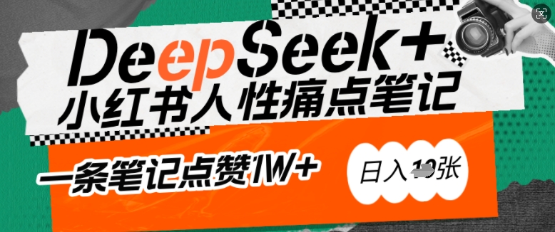 AI赋能小红书爆款秘籍：用DeepSeek轻松抓人性痛点，小白也能写出点赞破万的吸金笔记，日入多张-财兔窝项目网