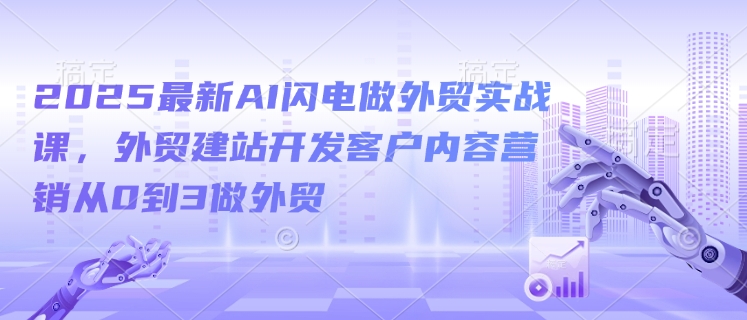 2025最新AI闪电做外贸实战课，外贸建站开发客户内容营销从0到3做外贸-财兔窝项目网