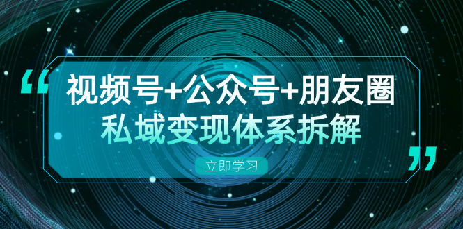 视频号+公众号+朋友圈私域变现体系拆解，全体平台流量枯竭下的应对策略-财兔窝项目网