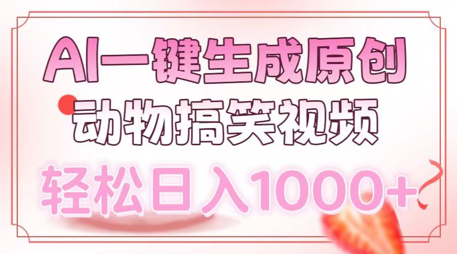 AI一键生成原创动物搞笑视频，轻松日入1000+-财兔窝项目网