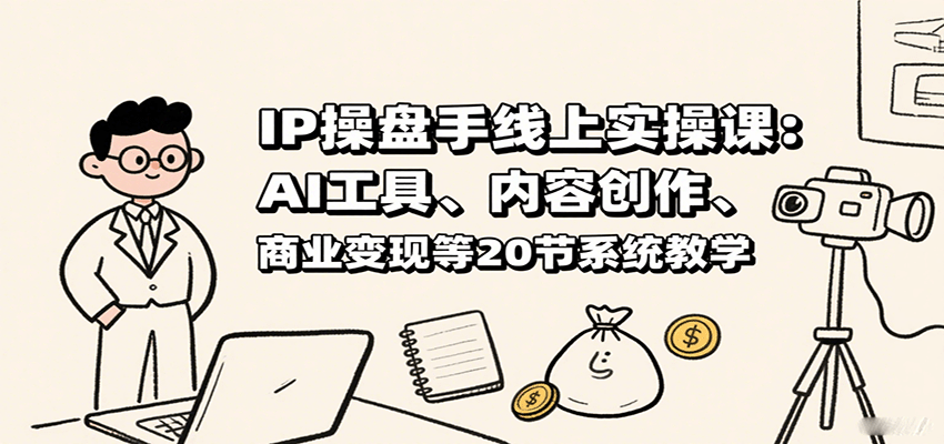 IP操盘手线上实操课：AI工具、内容创作、商业变现等20节系统教学-财兔窝项目网