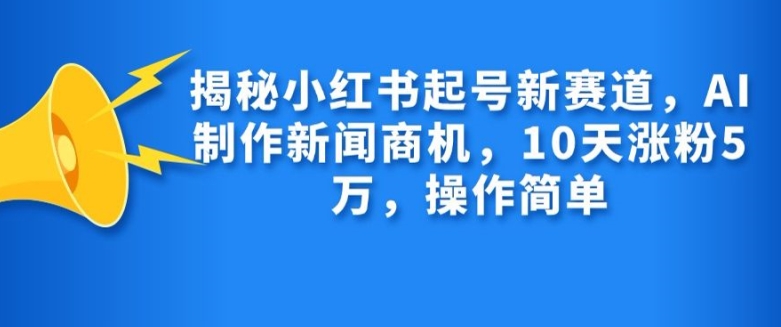 揭秘小红书起号新赛道，AI制作新闻商机，10天涨粉1万，操作简单-财兔窝项目网