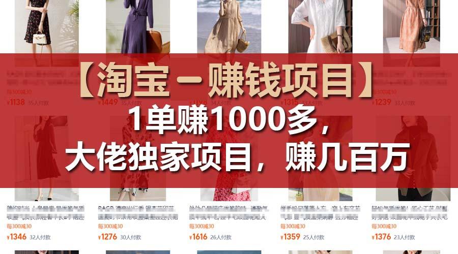 【淘宝赚钱项目】1单可赚1000多，大佬独家项目，年赚几百万-财兔窝项目网