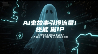 AI鬼故事引爆流量，还能做IP，视频号多渠道收益单日1k+，小白副业、工作室放大的最佳选择-财兔窝项目网