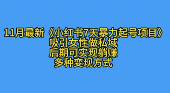 K总部落11月最新小红书7天暴力起号项目，吸引女性做私域【揭秘】-财兔窝项目网