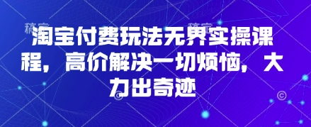 淘宝付费玩法无界实操课程，高价解决一切烦恼，大力出奇迹-财兔窝项目网