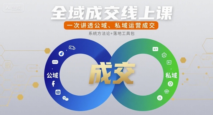 全域成交线上课，一次讲透公域、私域运营成交-财兔窝项目网