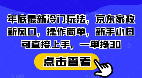 年底最新冷门玩法，京东家政新风口，操作简单，新手小白可直接上手，一单挣30【揭秘】-财兔窝项目网