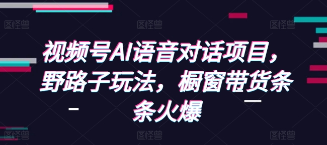 视频号AI语音对话项目，野路子玩法，橱窗带货条条火爆-财兔窝项目网