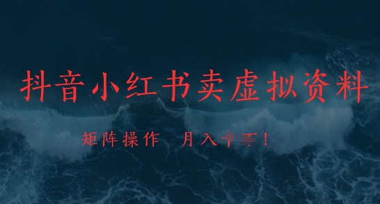 抖音小红书卖虚拟资料，市场需求一直存在，矩阵操作，月入1w+-财兔窝项目网