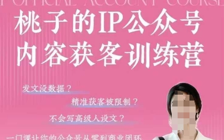 桃子IP公众号内容获客训练营(第3期)，一门让你公众号从0到商业闭环的课程-财兔窝项目网