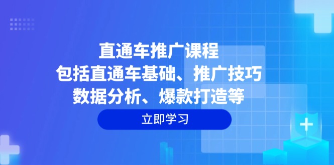 直通车推广课程：包括直通车基础、推广技巧、数据分析、爆款打造等-财兔窝项目网