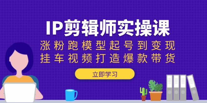IP剪辑师实操课：涨粉跑模型起号到变现，挂车视频打造爆款带货-财兔窝项目网