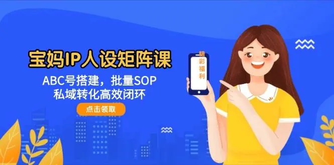 宝妈IP人设矩阵课：ABC号搭建，批量SOP，私域转化高效闭环-财兔窝项目网