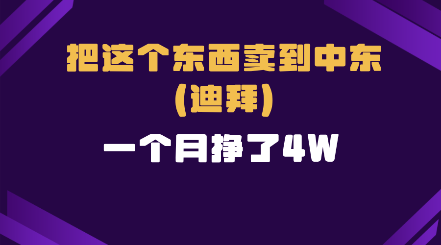 跨境电商一个人在家把货卖到迪拜，暴力项目拆解-财兔窝项目网