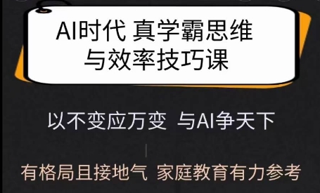 Ai时代真学霸思维与学习方法课，有格局且接地气，家庭教育有力参考-财兔窝项目网