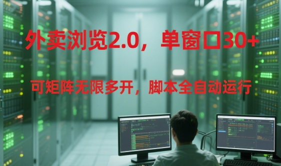 外卖浏览2.0，单窗口30+可矩阵无限多开，脚本全自动运行【揭秘】-财兔窝项目网