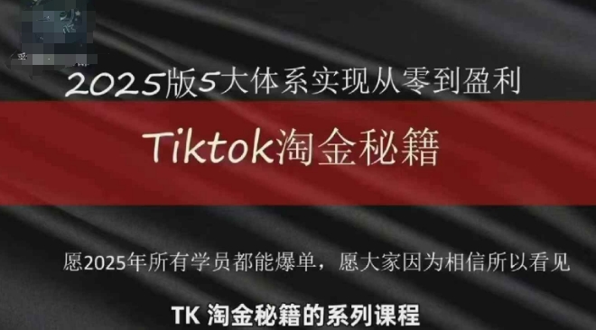 TikTok跨境2025淘金秘籍，​2025TikTok从0到盈利变现-财兔窝项目网