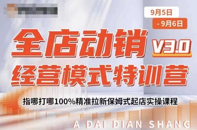 全店动销经营模式特训营，指哪打哪100%精准拉新保姆式起店实操课程-财兔窝项目网