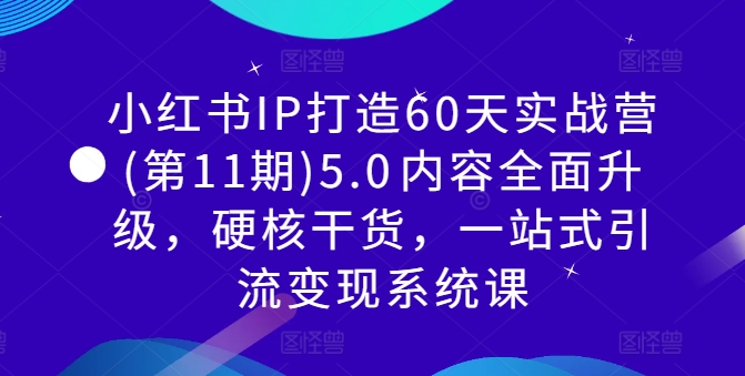 小红书IP打造60天实战营(第11期)5.0​内容全面升级，硬核干货，一站式引流变现系统课-财兔窝项目网