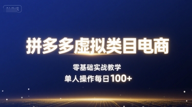拼多多虚拟类目电商，零基础实战教学，单人操作每日100+-财兔窝项目网
