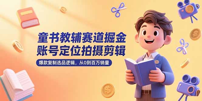 童书教辅赛道掘金，账号定位拍摄剪辑，爆款复制选品逻辑，从0到百万销量-财兔窝项目网
