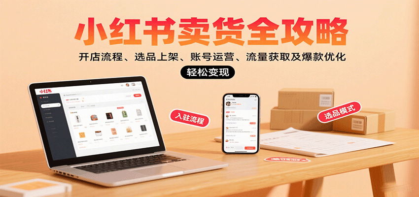 小红书卖货全攻略：开店流程、选品上架、账号运营、流量获取及爆款优化，轻松变现-财兔窝项目网