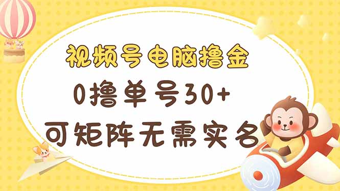 视频号电脑撸金 0撸单号30+ 可矩阵 无需实名多号多得-财兔窝项目网