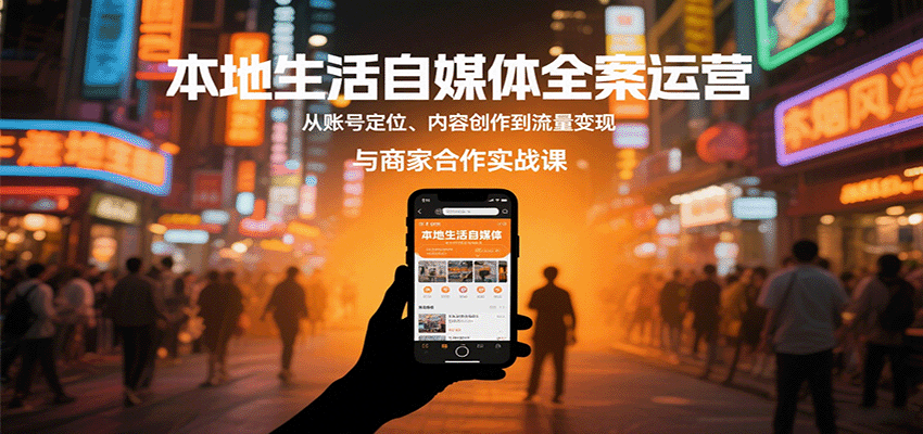 本地生活自媒体全案运营，从账号定位、内容创作到流量变现与商家合作实战课-财兔窝项目网
