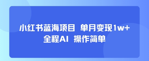 小红书蓝海项目 单月变现1w+ 全程AI 操作简单-财兔窝项目网