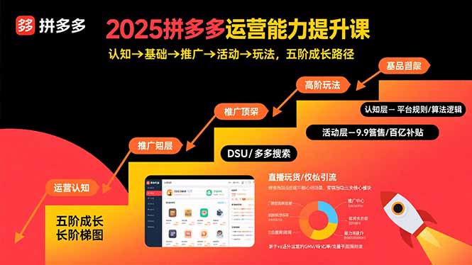2025拼多多运营能力提升课：认知→基础→推广→活动→玩法，五阶成长路径-财兔窝项目网
