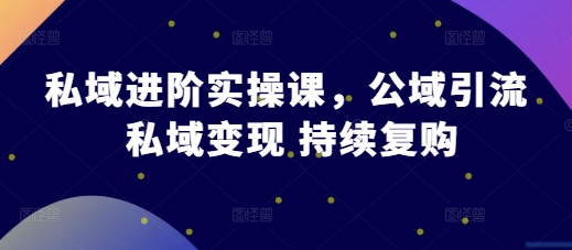 私域进阶实操课，公域引流 私域变现 持续复购-财兔窝项目网