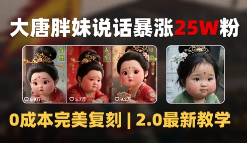 AI大唐胖贵妃说话2.0，40条视频暴涨40w粉，附独家变现攻略-财兔窝项目网