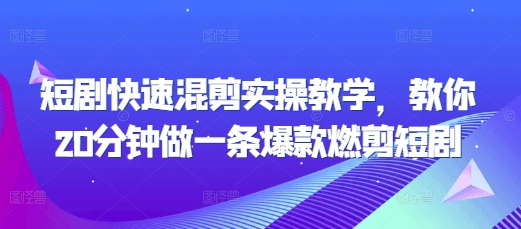 短剧快速混剪实操教学，教你20分钟做一条爆款燃剪短剧-财兔窝项目网