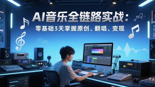 AI音乐全链路实战变现课：零基础3天掌握原创、翻唱、变现-财兔窝项目网
