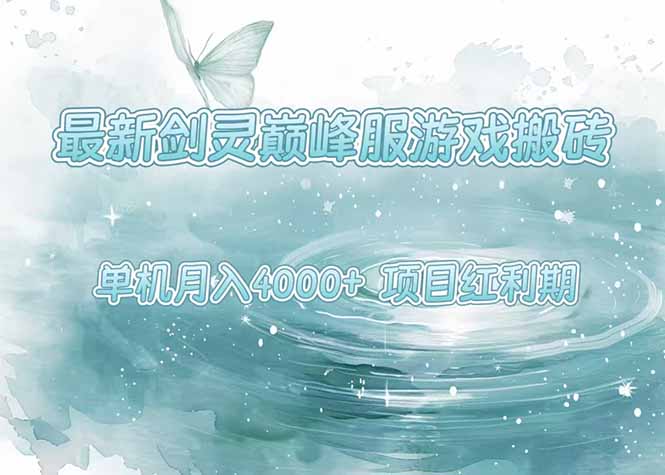 最新剑灵巅峰服游戏搬砖，项目红利期，单机稳定4000+操作简单好上手-财兔窝项目网