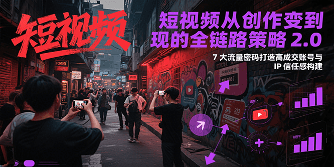 短视频从创作到变现的全链路策略2.0，7大流量密码构建IP信任感打造高成交账号-财兔窝项目网